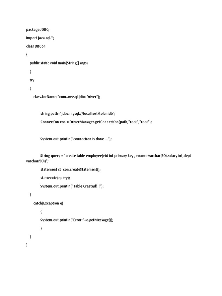 Package JDBC | PDF | Teaching Methods & Materials | Computers