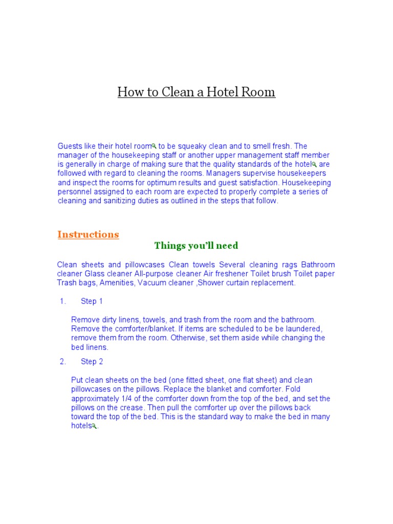 How To Clean A Hotel Room PDF Housekeeping Bathroom