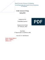 IT-863: Internet of Things Spring 2022: Assignment 01: Embedded Systems Announcement Date 27 February, 2022