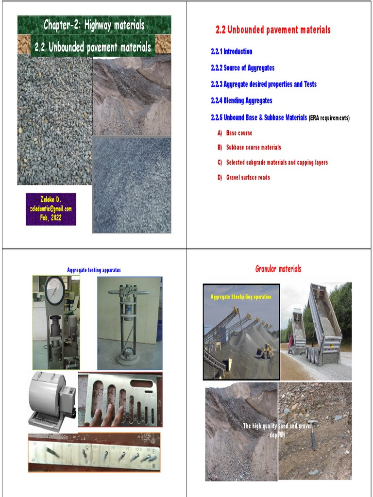 2.2 Unbounded Pavement Materials 2014 E.C | PDF | Rock (Geology) | Road ...