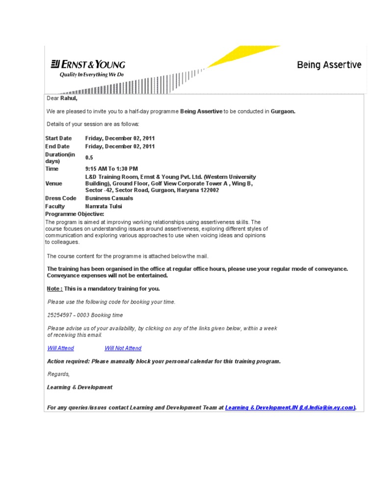 Being Assertive Training Pdf Career Growth