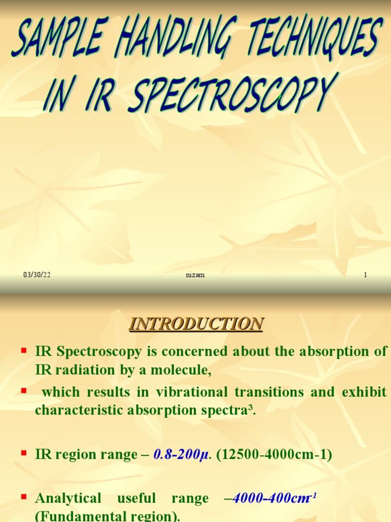 IR Spectroscopy Sample Handling Techniques | PDF | Infrared ...