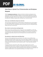 Daily Ways To Uphold Your Professionalism and Workplace Etiquette