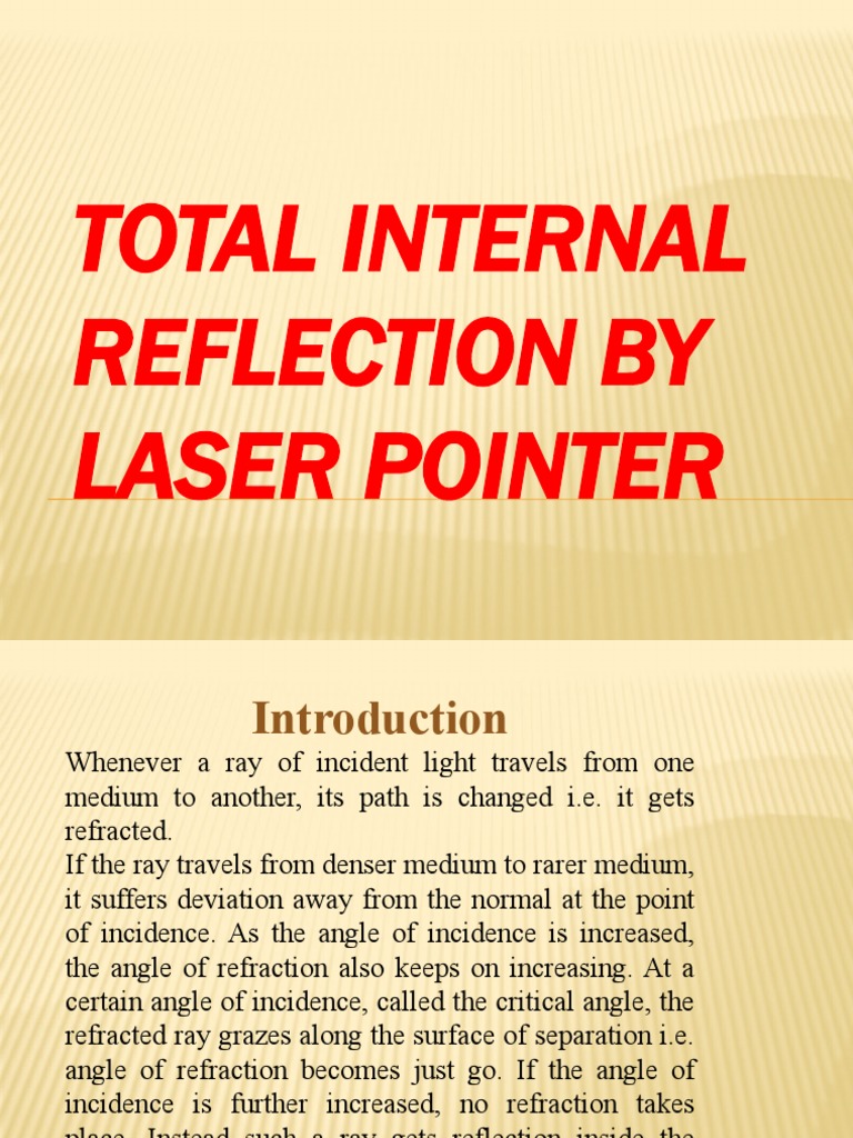 Total Internal Reflection by Laser Pointer | PDF | Refraction ...
