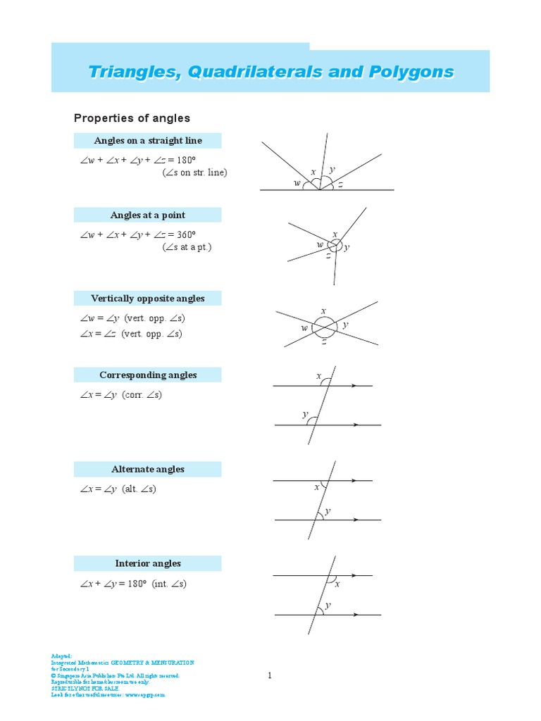 Triangles, Quadrilaterals and Polygons: Properties of Angles | PDF ...