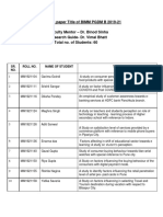 RP Title of BIMM PGDM B 2019-21