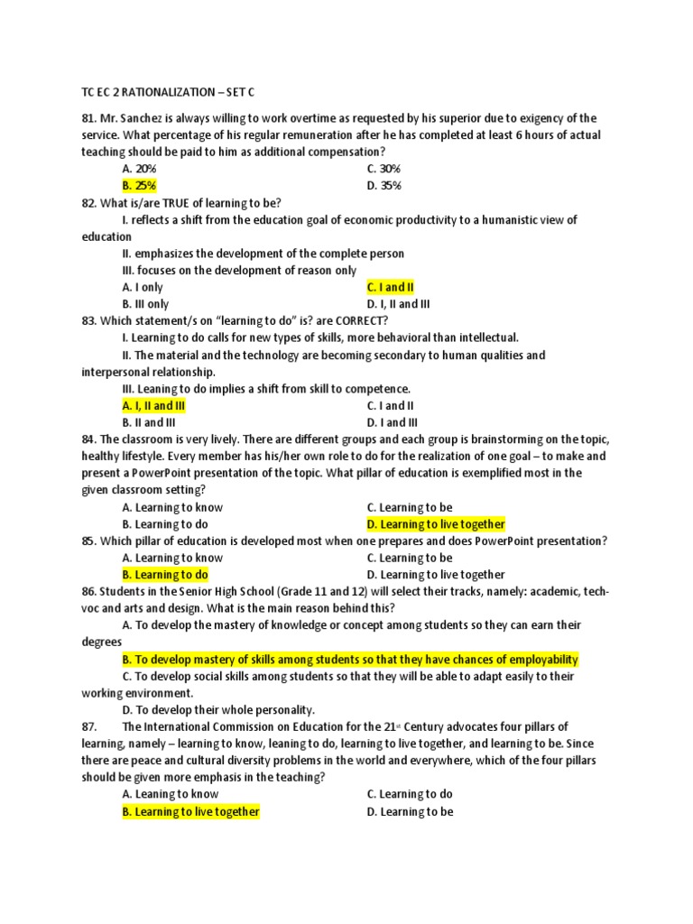 Prof Ed Questions Download Free Pdf Teachers Learning