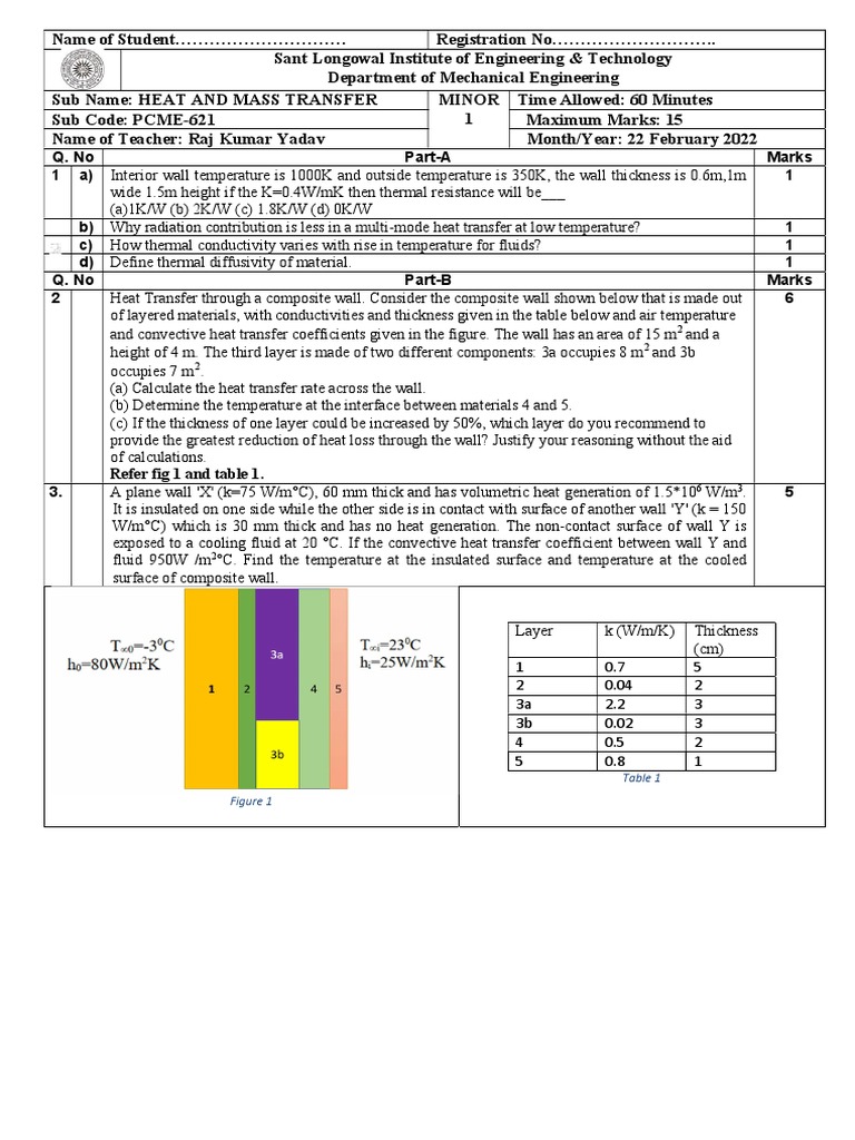 Heat and Mass Transfer Exam Questions | PDF | Heat Transfer | Heat