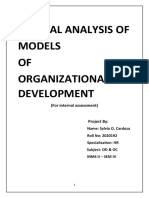 Critical Analysis of Models OF Organizational Development: (For Internal Assessment) Project by