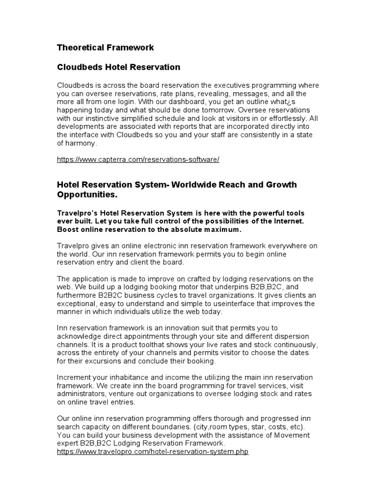 Hotel Booking Framework Overview | PDF