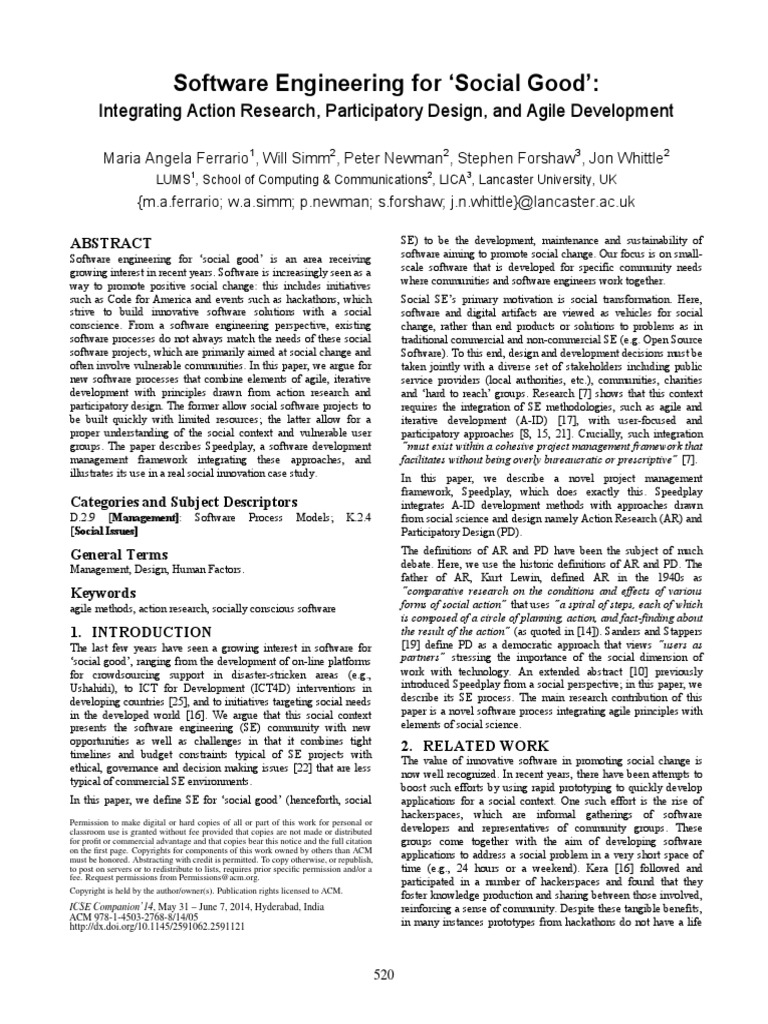 Ferrario 2014 PDF Agile Software Development Software Development