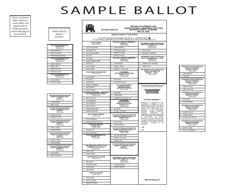 Madison County Republican PDF Absentee Ballot Alabama