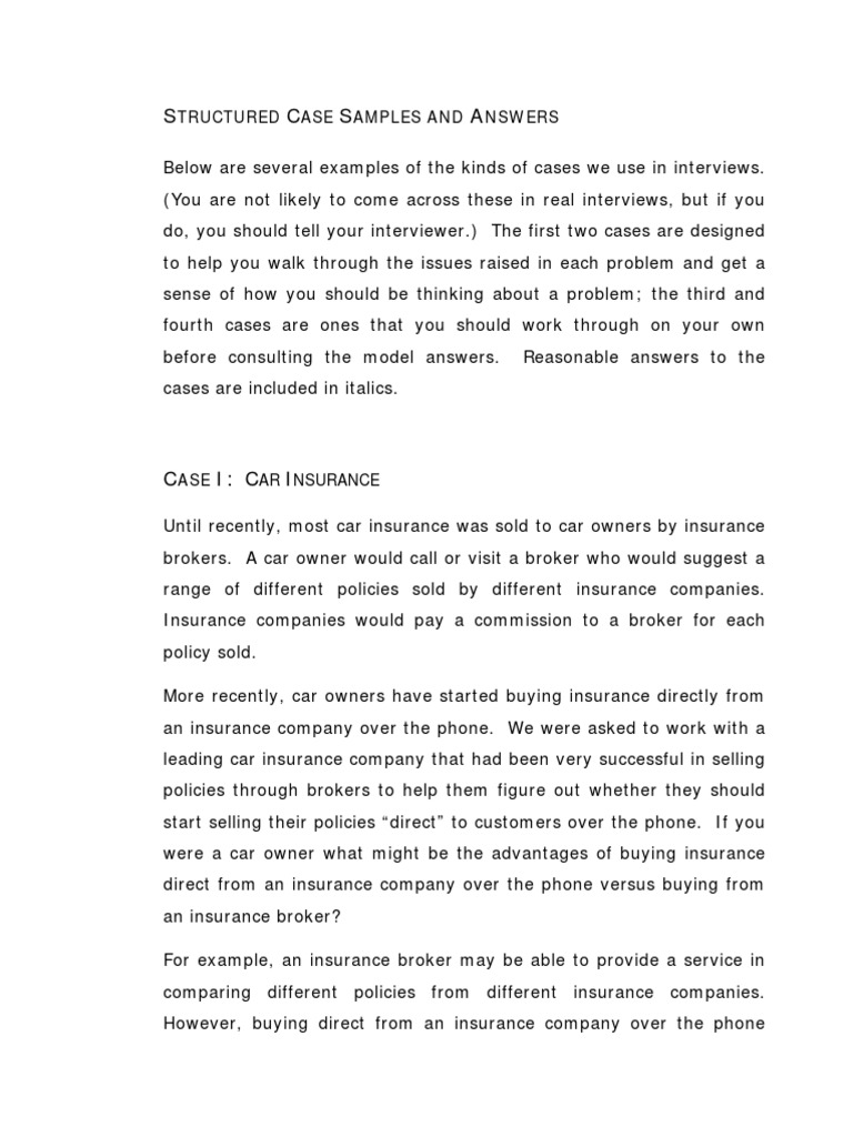 Case Samples McKinsey PDF Insurance Supermarket