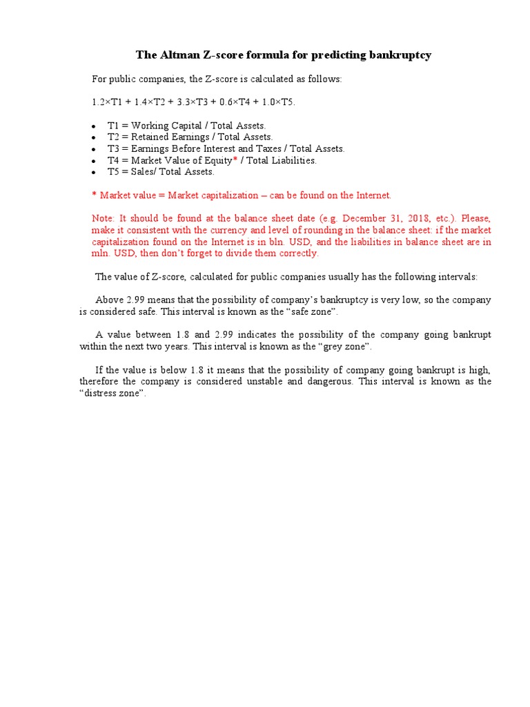 Altman ZScore Model PDF