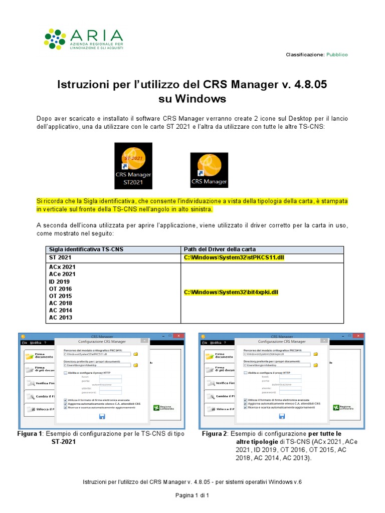 Istruzioni Per L'utilizzo Del CRS Manager v. 4.8.05 Su Windows | PDF