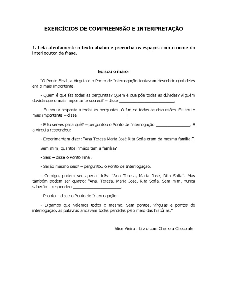 Exercícios de Compreensão e Interpretação 1 | PDF | Chuveiro | Casa