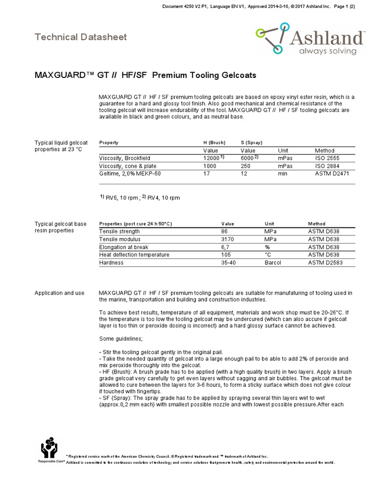 Technical Datasheet: MAXGUARD™ GT // HF/SF Premium Tooling Gelcoats ...