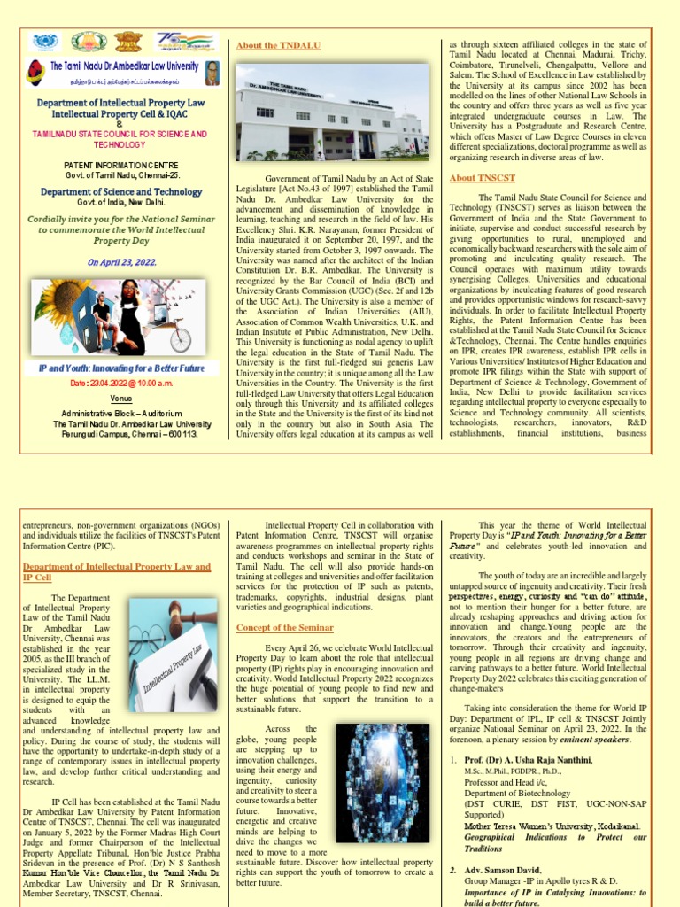 National Seminar on IP and Youth 2022 | PDF | Trips Agreement ...