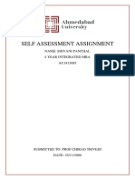 Self Assessment Assignment: Name: Shivani Panchal 4 Year Integrated Mba AU1813085