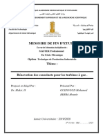 Memoire de Fin D'Etude: Rénovation Des Coussinets Pour Les Turbines À Gaz