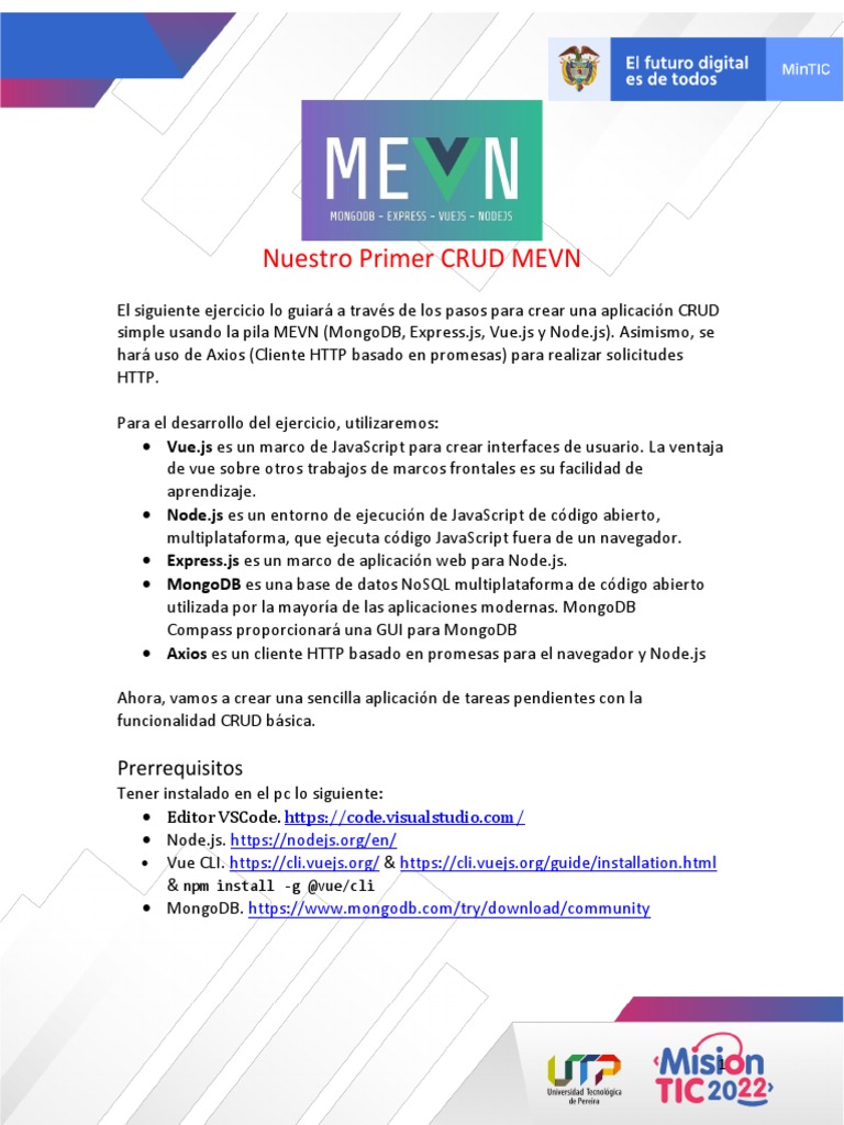 CRUD con MEVN y Mongoose | PDF | Script Java | Mongo Db