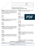 Atividade sobre adição com números naturais