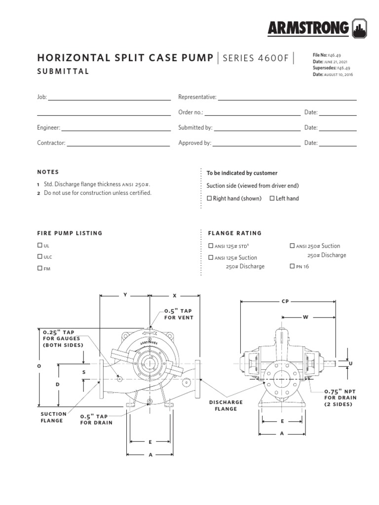 Armstrong 4600F Split Case Pump Submittal | PDF | Plumbing | Mechanical ...