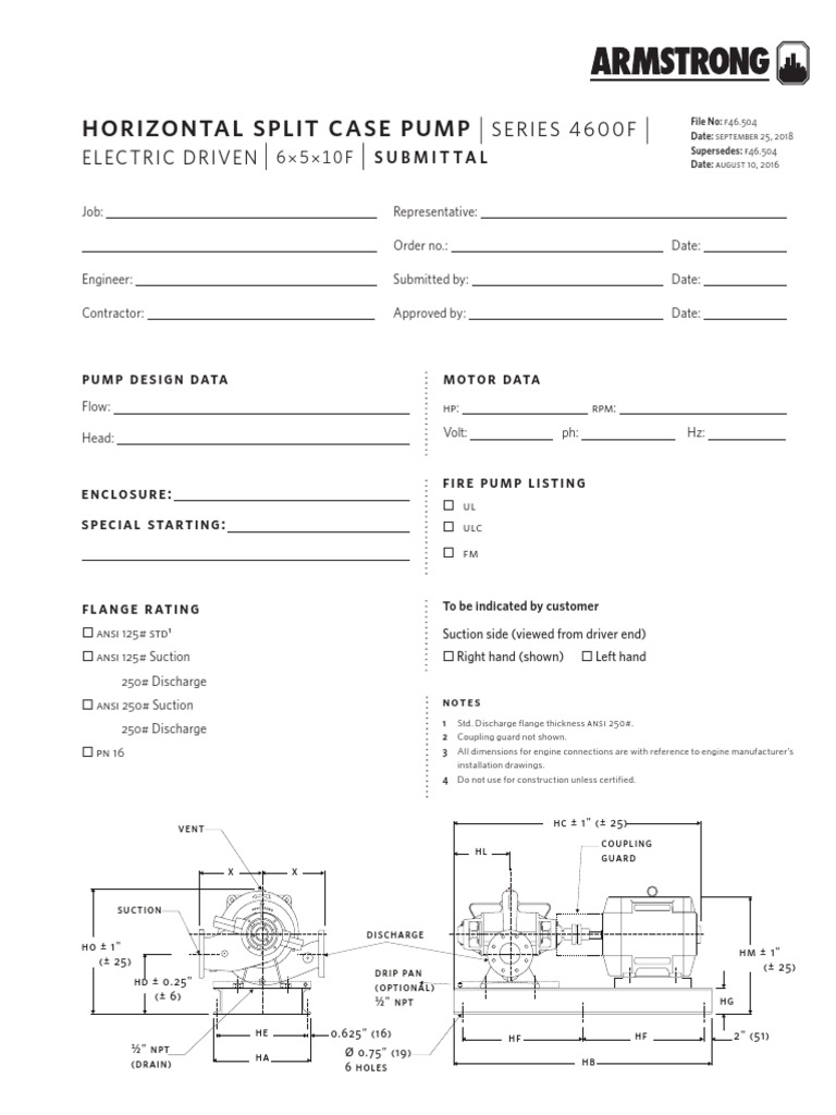 Horizontal Split Case Pump Specs | PDF | Mechanical Engineering | Gas ...