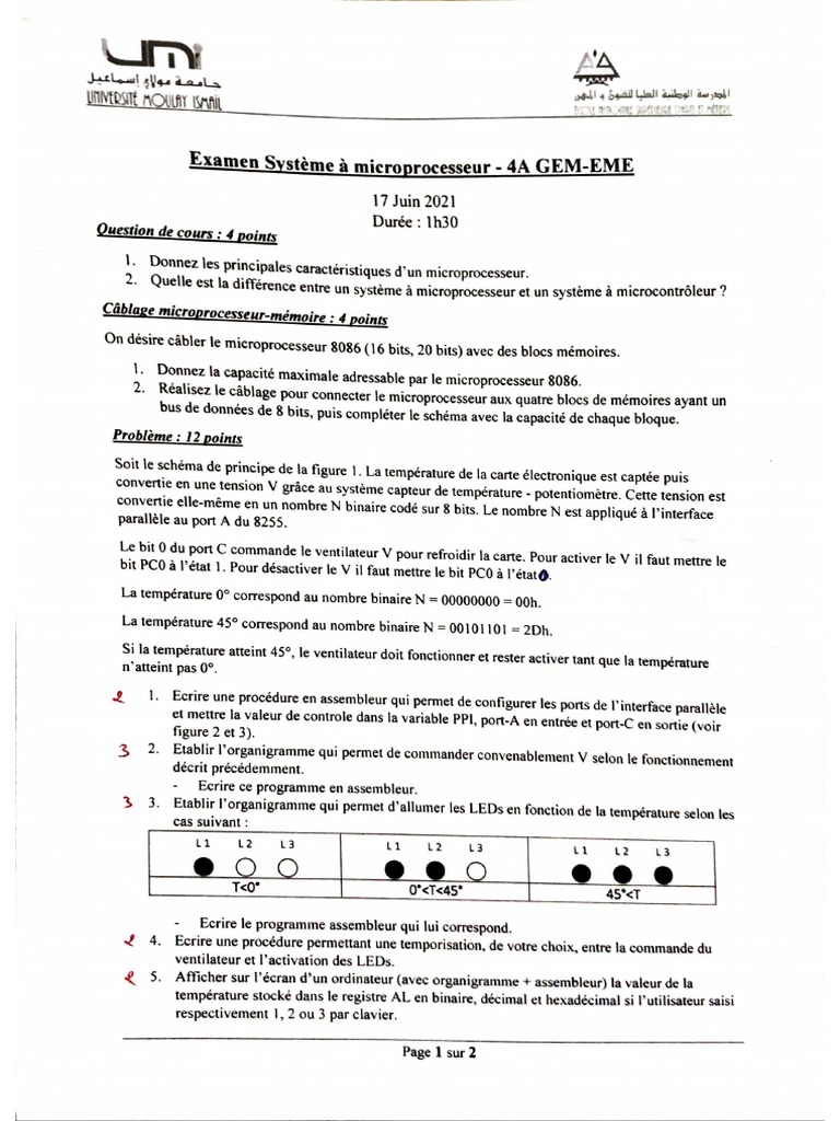 Examen Microproc 2021 - 2020 | PDF