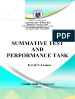 Summative Test AND Performance Task: GRADE 6 Venus