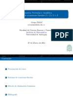 Presentación Del Curso y Sistemas de Ecuaciones Lineales 2x2 y 3x3