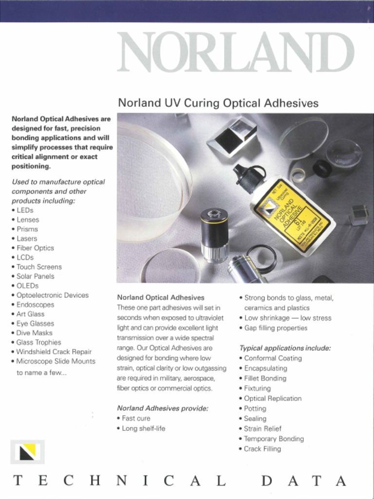Norland UV Curing Optical Adhesives PDF