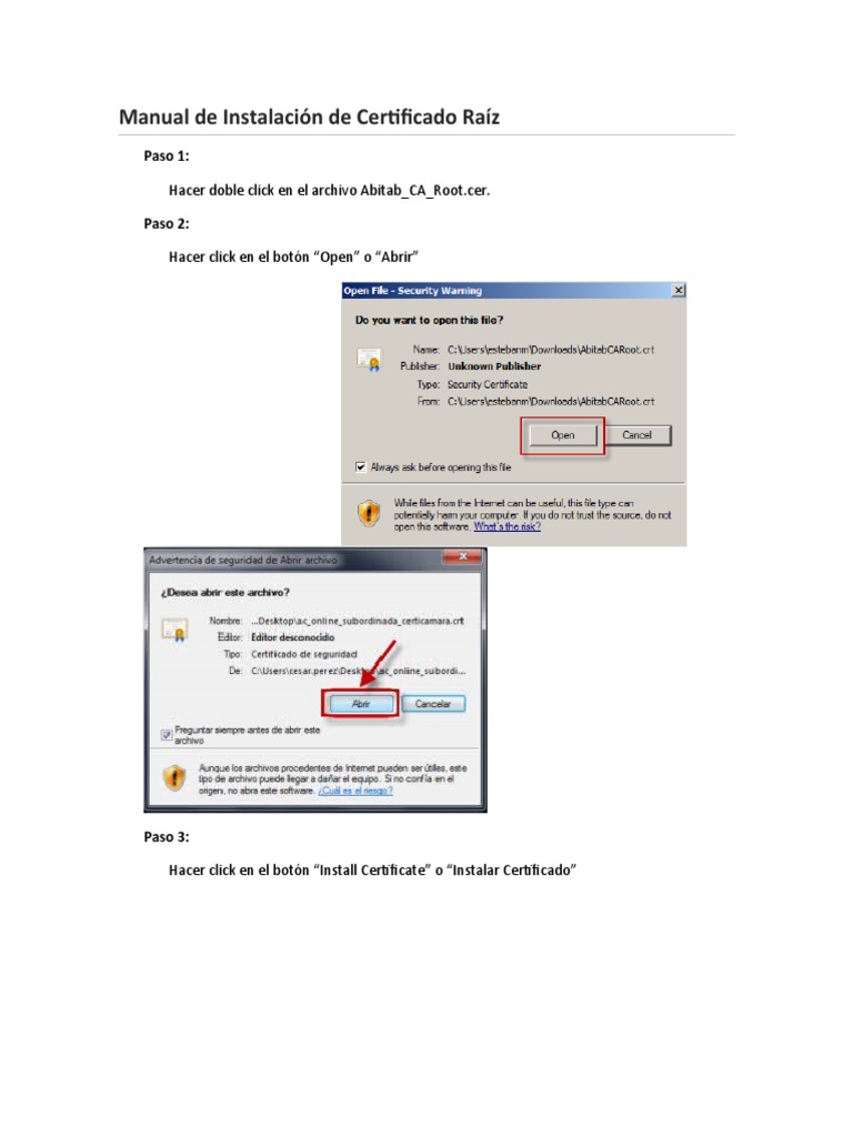Manual Instalación Certificado Raíz PDF