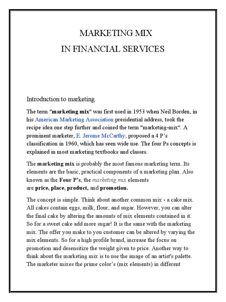 Marketing Mix in Financial Services | PDF | Marketing | Securities ...