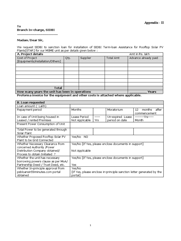 Solar Loan Application Requirements | PDF | Loans | Signature