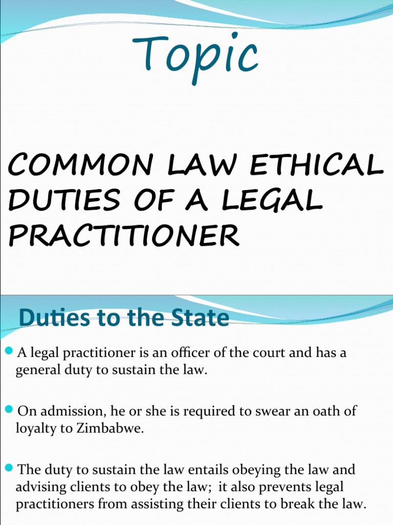 Common Law Ethical Duties of A Legal Practitioner PDF Witness