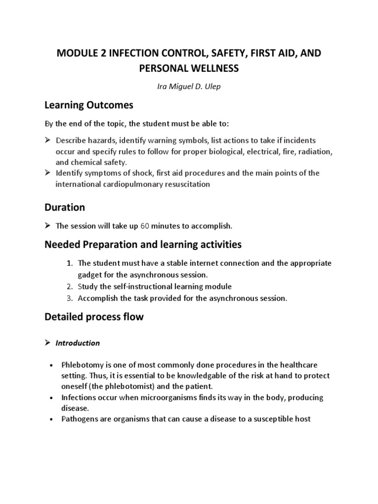Infection Control and First Aid Essentials | PDF | Infection ...