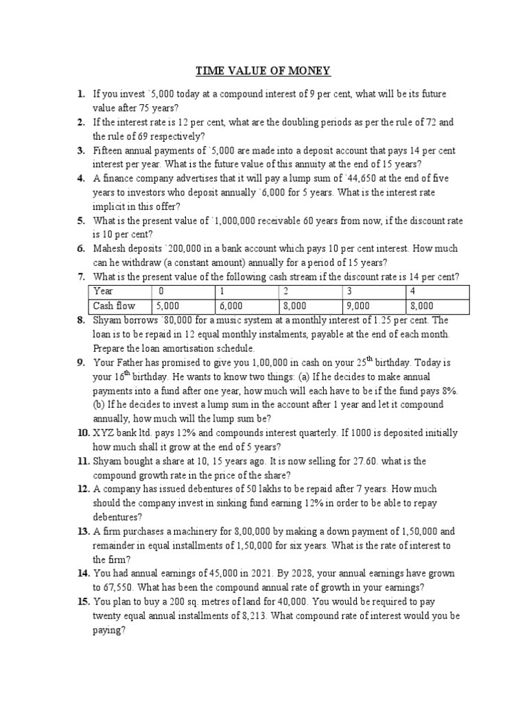 Time Value of Money PDF Present Value Time Value Of Money