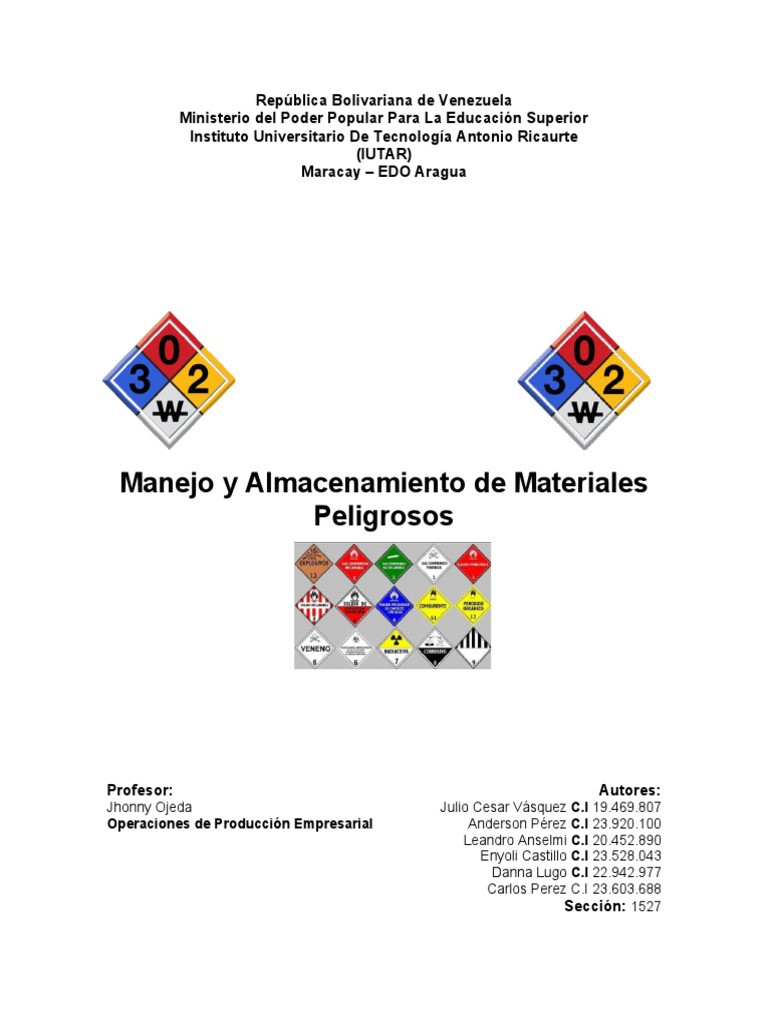 Manejo y Almacenamiento de Materiales Peligrosos | PDF | Mercancías ...