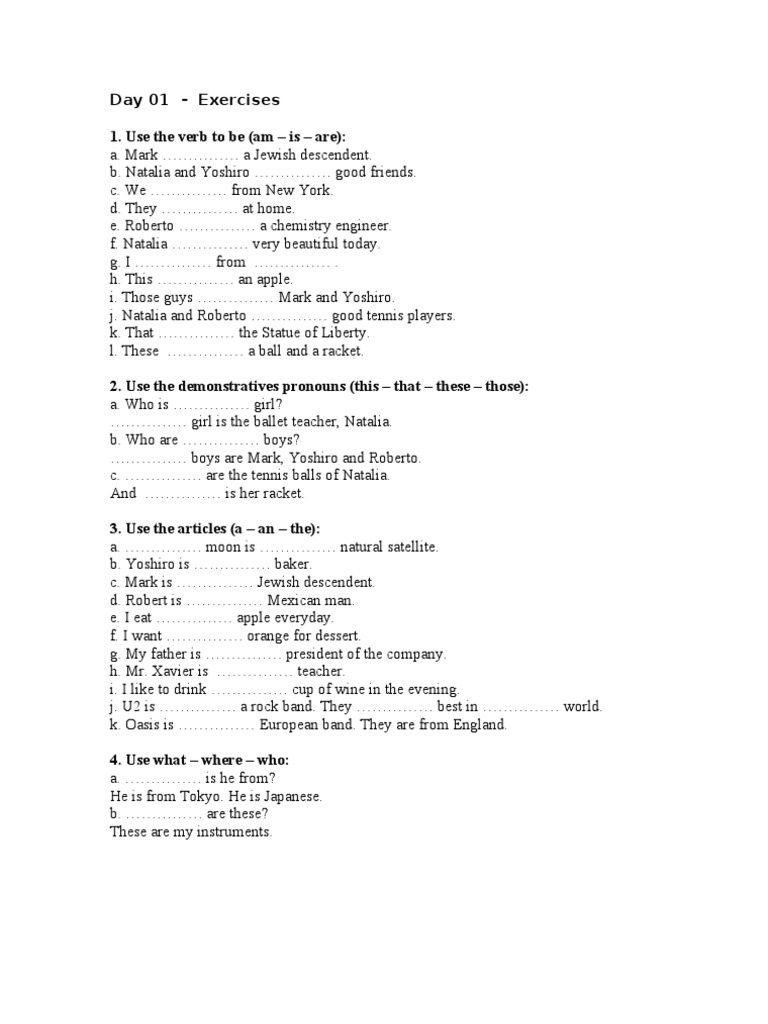 English Grammar Exercises: Verb Usage | PDF | Sports & Recreation ...