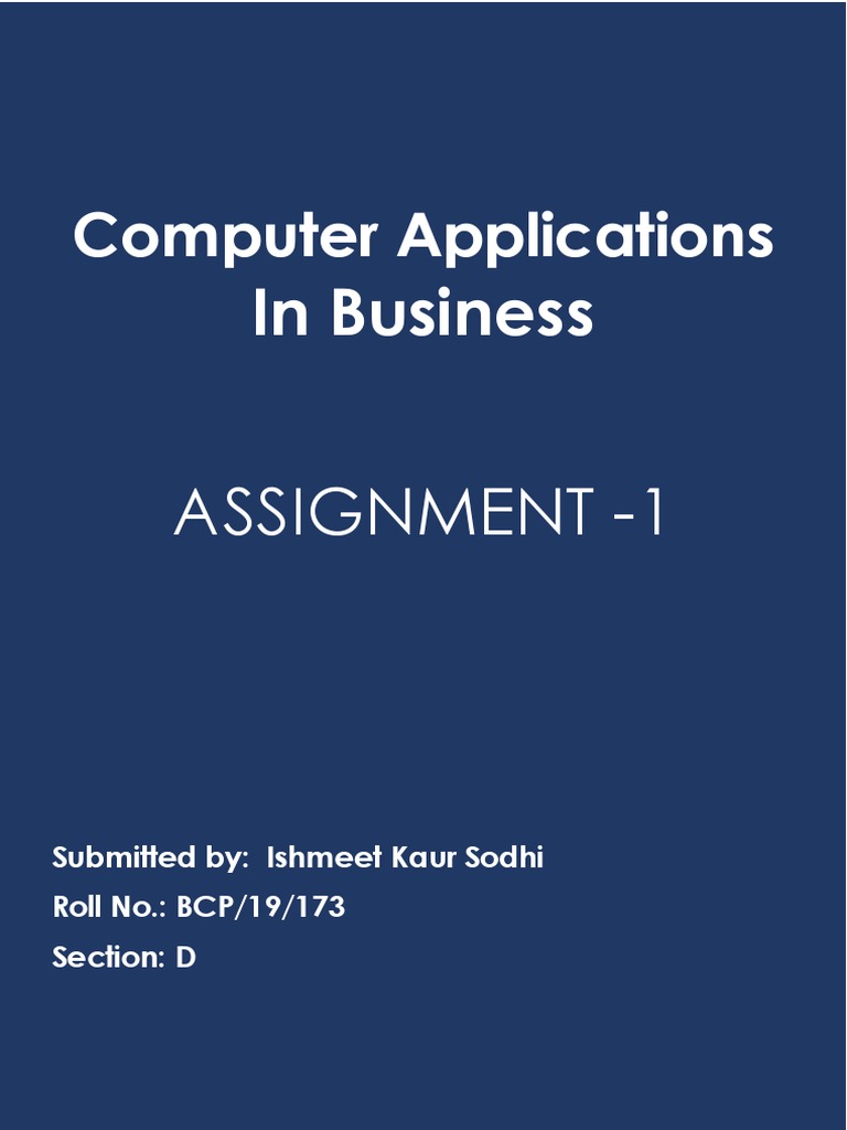Computer Applications: in Business | PDF