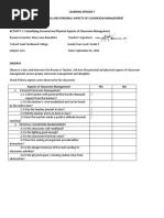 Learning Episode 7 Physical and Personal Aspects of Classroom Management