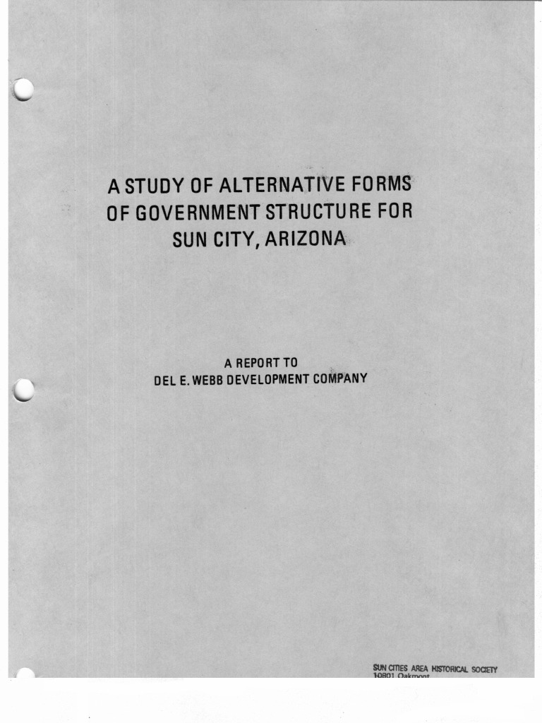 Sun City, AZ 1974 "Study of Alternative Forms of Government" PDF