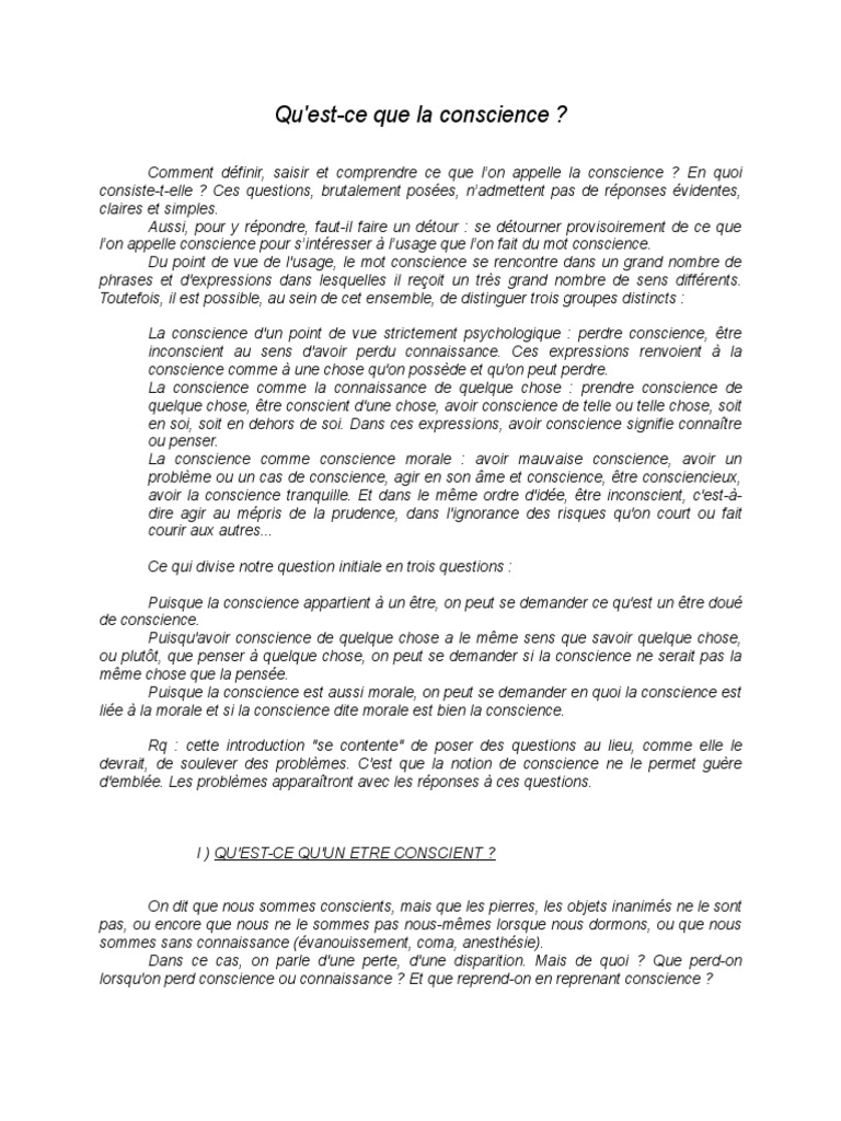 Comprendre la Conscience Humaine | PDF | Conscience | René Descartes