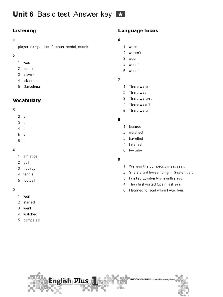 Unit 6 Test Answer Key | PDF | Linguistics
