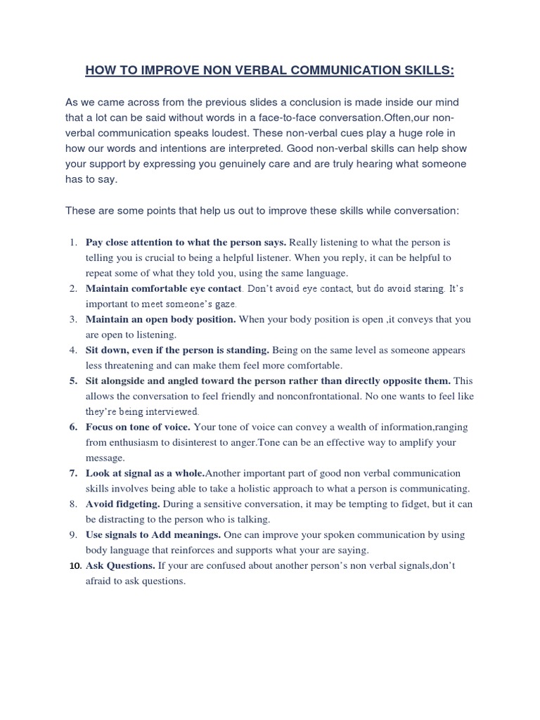 How To Improve Non Verbal Communication Skills PDF | PDF | Career & Growth