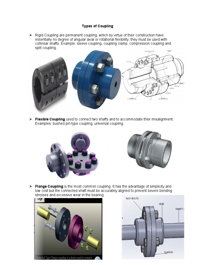 Types of Shaft Couplings - Rigid, Flexible, Flange & More | PDF