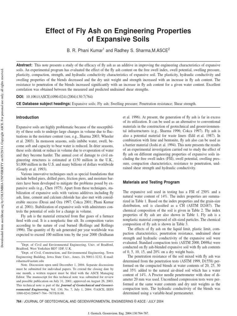 Effect of Fly Ash On Engineering Properties of Expansive Soils | PDF ...