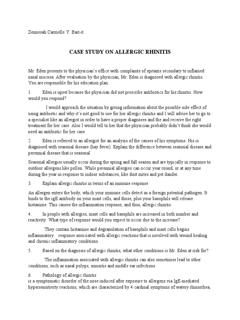 Case Study: Allergic Rhinitis Overview | PDF | Allergy | Allergen