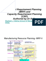 Material Requirement Planning (MRP) and Capacity Requirement Planning (CRP) Authored by DR Adil
